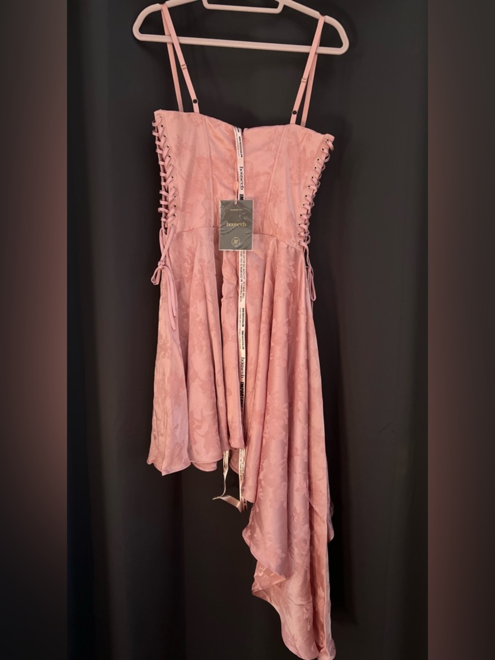 House of CB; Lola Blush Pink Lace-Up Bustier Dress - Picture 3 of 6